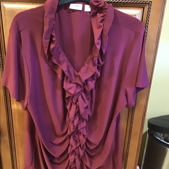 Cato woman top 22/24W made in Indonesia burgundy blouse boho plus size EUC - Picture 5 of 8